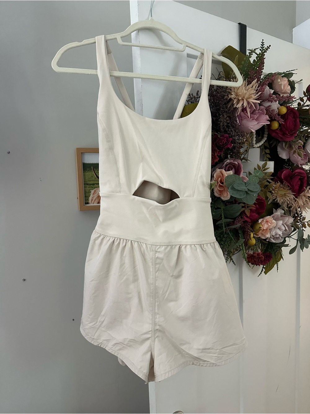 FP Movement by Free People Cream Cutout Romper